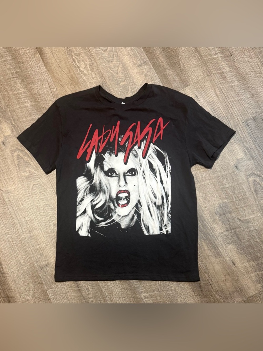 Lady Gaga Black Graphic Short Sleeve Tee